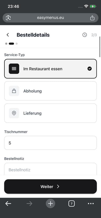 Bestellart wählen