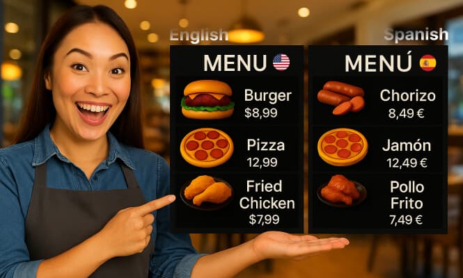 Multilingual Menus for Tourists and International Guests