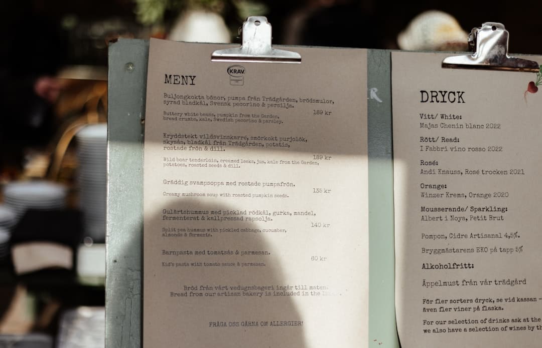 Comparison of a poor menu photo and an OCR-friendly menu scan.