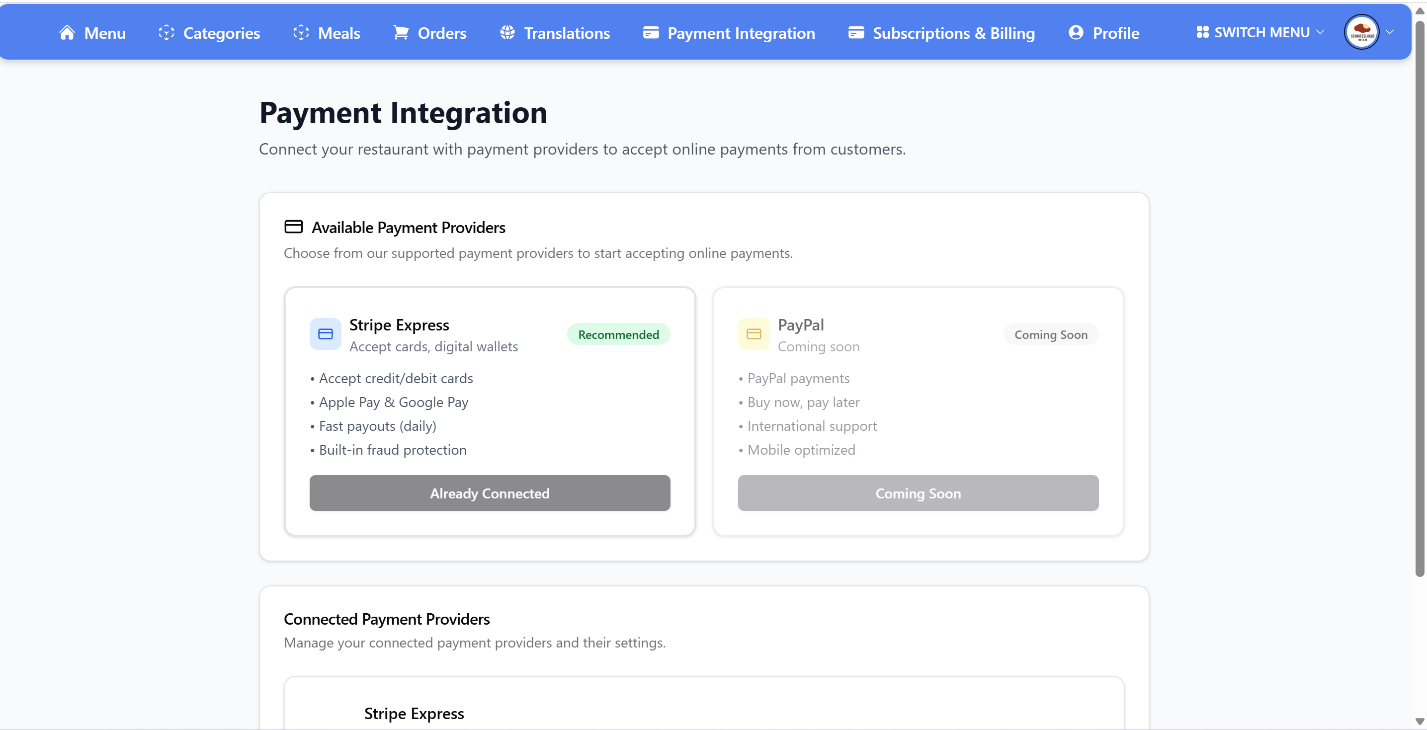 Integrationen (Stripe) - Screenshot