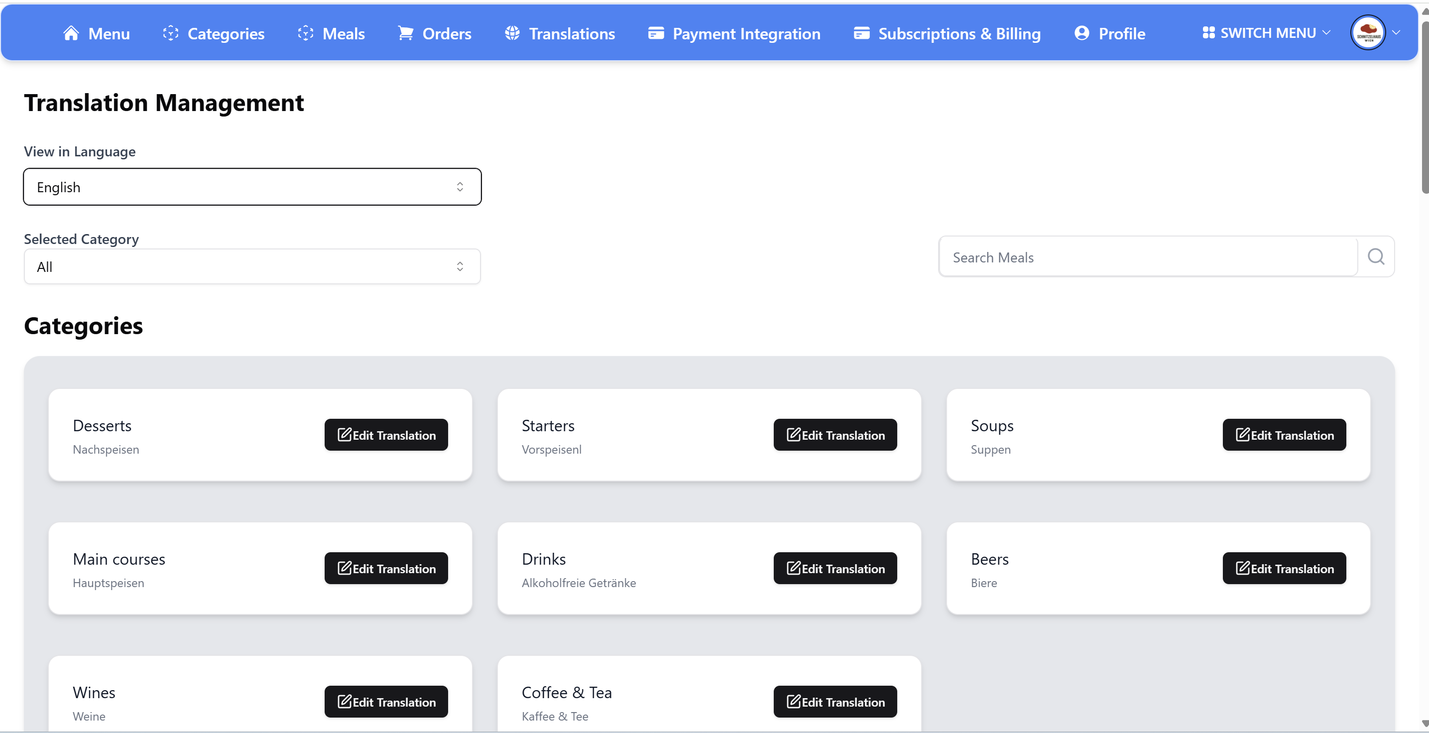 Übersetzungen - Screenshot